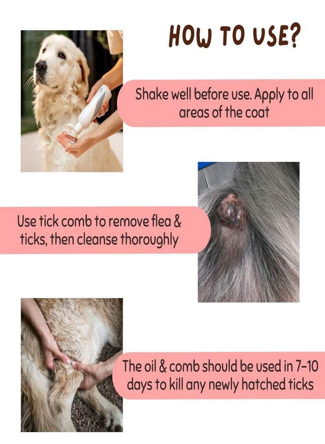 Coco Crush 100% Natural Flea & Tick Defense Massage Oil with Steel Comb | for All Types of Dogs & Cats | Anti Itch Oil with Coconut, Neem & Lemongrass | 100% Pure, Organic, Paraben Free (100ML + Comb) - Image 4